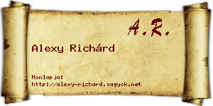 Alexy Richárd névjegykártya